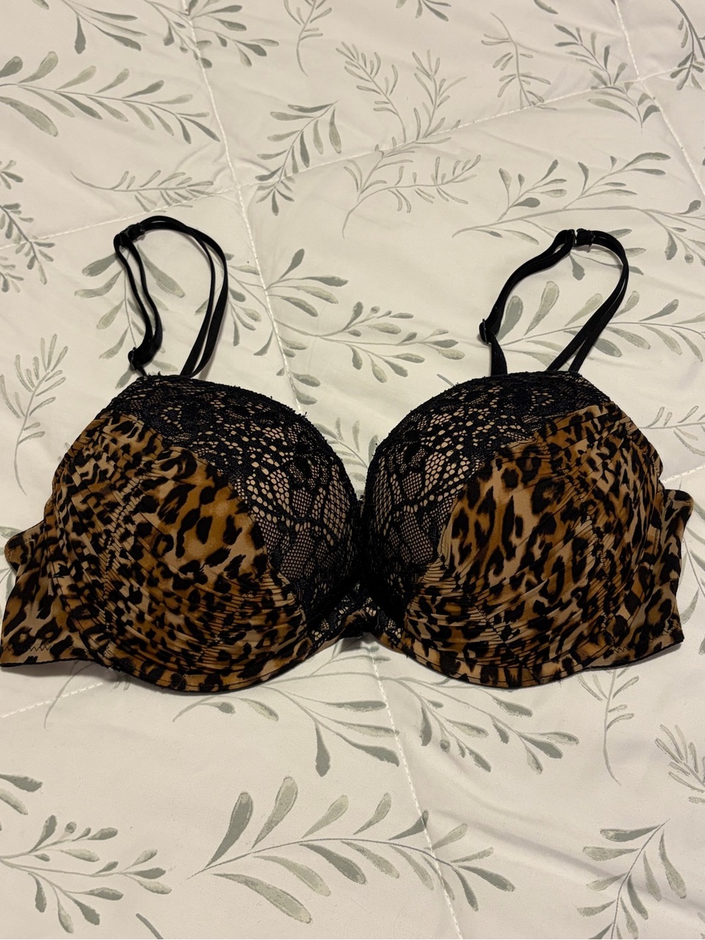 La Senza Hello Sugar Extreme Push Up Bra 36B Leopard Black Go Up 2 Cup Sizes Hot